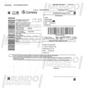 Receipt of the burofax that Messi sent.