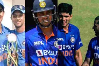 Shubman Gill, Rahul Dravid, and Shikhar Dhawan