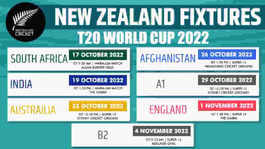 Sportsdigest - T20 World Cup 2022 New Zealand Fixture