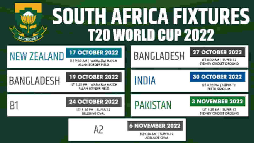 Sportsdigest: T20 World Cup 2022 South Africa Fixtures
