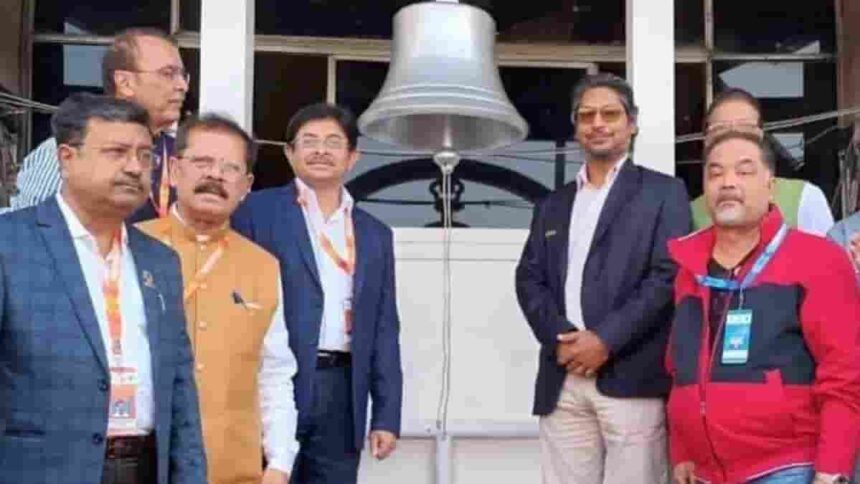 nd ODI: Former Sri Lanka captain Kumar Sangakkara rings ceremonial bell at Eden Gardens.