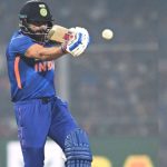 Virat Kohli plays a shot during the second one-day international cricket match between India and Sri Lanka in Kolkata