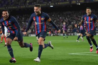 Barca extend lead in Spain as Real Madrid lose in Mallorca.(photoTwitter@JordiAlba)
