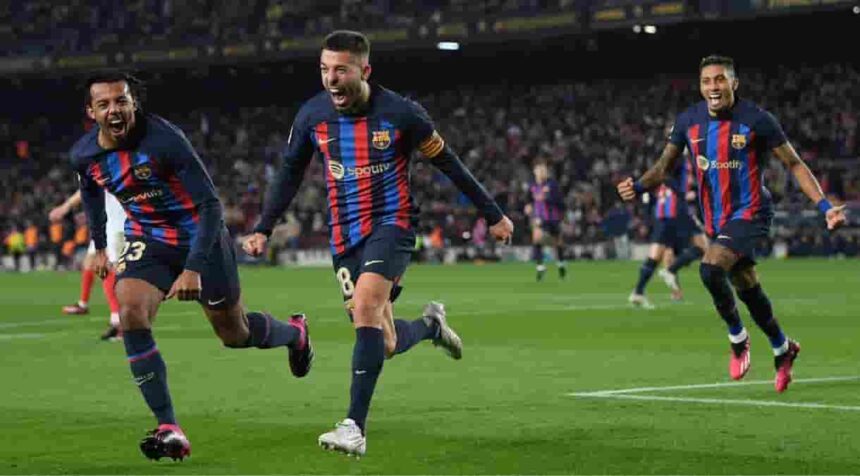 Barca extend lead in Spain as Real Madrid lose in Mallorca.(photoTwitter@JordiAlba)