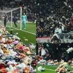 Fans shower football field with toys for quake-hit children in Turkiye.(photoTwitter)
