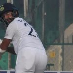 India's Cheteshwar Pujara plays a shot during the day four of their first test cricket match with New Zealand in Kanpur, in New Delhi (PHOTOSUMAN CHATTOPADHYAY)
