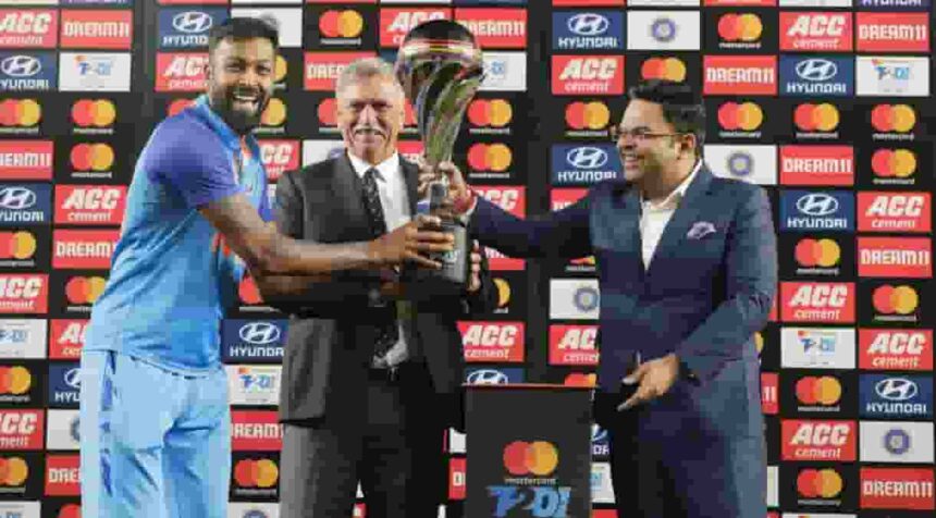 India's Hardik Pandya steps back onto his stumps to be out off the last ball during the T20 World Cup semi final match between England and India in Adelaide, Australia on Thursday, November 10, 2022.