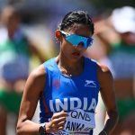 India's Priyanka Goswami wins silver in race walk, shatters national record.