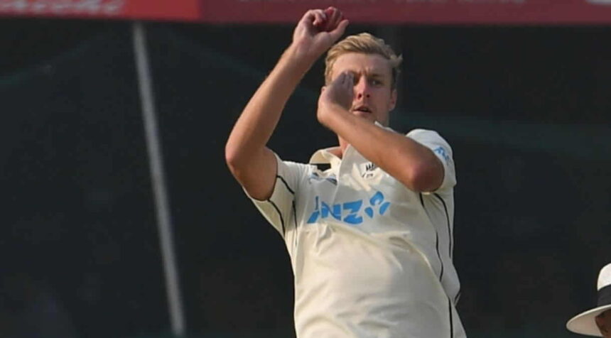 Kanpur New Zealand's Kyle Jamieson bowls during the day four of their first test cricket match with India in Kanpur,on Sunday, Nov. 28, 2021.(PHOTOSUMAN CHATTOPADHYAY)