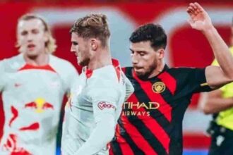 Leipzig held Manchester City in UEFA Champions League.(photo@ManCity)