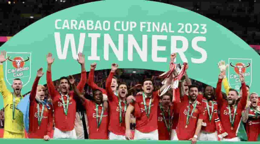 Manchester United wins the EFL Cup after defeating Newcastle 2-0 at Wembley to win their first trophy in six years (Photo TwitterManUtd)