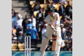 Nagpur Australia's Steve Smith plays shot during the first day of the first cricket test match between India and Australia in Nagpur, on Thursday, Feb. 9, 2023.(PhotoRaj KumarIANS)