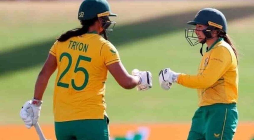 Women's T20I Tri-series Chloe Tryon's heroics lead South Africa to 5-wicket win over India in final.(photoICCTwitter)