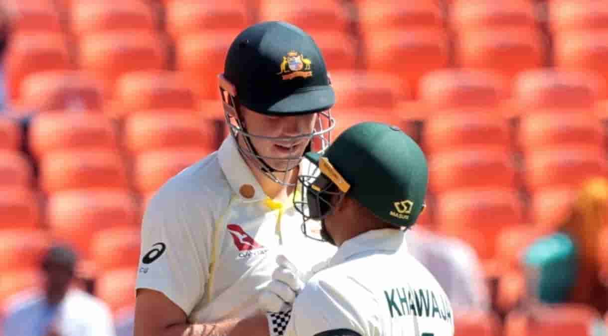 Australia's Cameron Green and Usman Khawaja during the second day of the fourth cricket test match between India and Australia. (PhotoRaj KumarIANS)