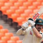 Australia's Travis Head plays a shot during the fifth day of the fourth cricket test match between India and Australia in Ahmedabad,on Monday , March 13, 2023.(PhotoRaj KumarIANS)
