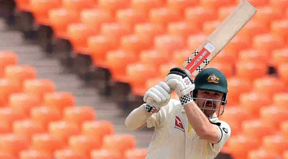Australia's Travis Head plays a shot during the fifth day of the fourth cricket test match between India and Australia in Ahmedabad,on Monday , March 13, 2023.(PhotoRaj KumarIANS)