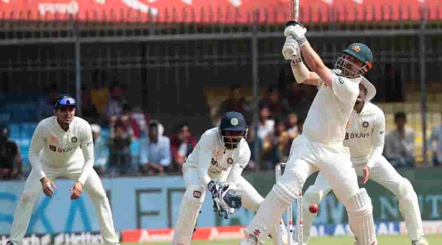 Australia's Travis Head plays a shot during the third day of third cricket test match between India and Australia in Indore,on Friday, March 3, 2023.(PhotoRaj KumarIANS)