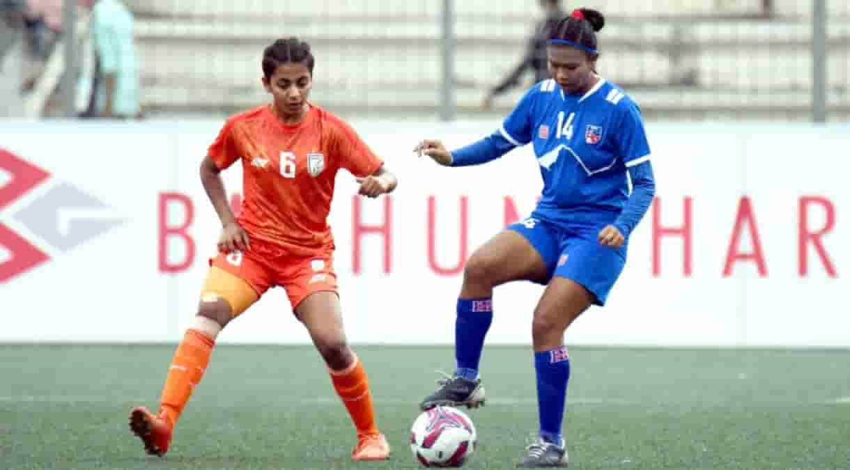 India begin SAFF U-17 Women's Championship with emphatic victory over Nepal.(photoaiff)