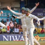 Steve Smith and teammates celebrate dismissal of India's Cheteshwar Pujara during the 2nd day of third cricket test match (Photo:Raj Kumar/IANS)