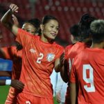 India rout Kyrgyz Republic again; march into AFC Women's Olympic Qualifiers Round 2 in style.(photoaiff.com)