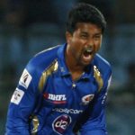 MI Bowler Pragyan Ojha celebrates fall of wicket during the match between Lions and Mumbai Indians at Sawai Mansingh Stadium, Jaipur on Sept. 27, 2013. (Photo IANS)