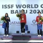 China's Han Jiayu pocketed the women's 10m air rifle gold at the ISSF World Cup in Baku.(photo:Xinhua)