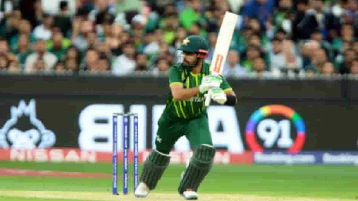 Melbourne Pakistan's captain Babar Azam plays a shot during the T20 World Cup final match between England and Pakistan (Photo