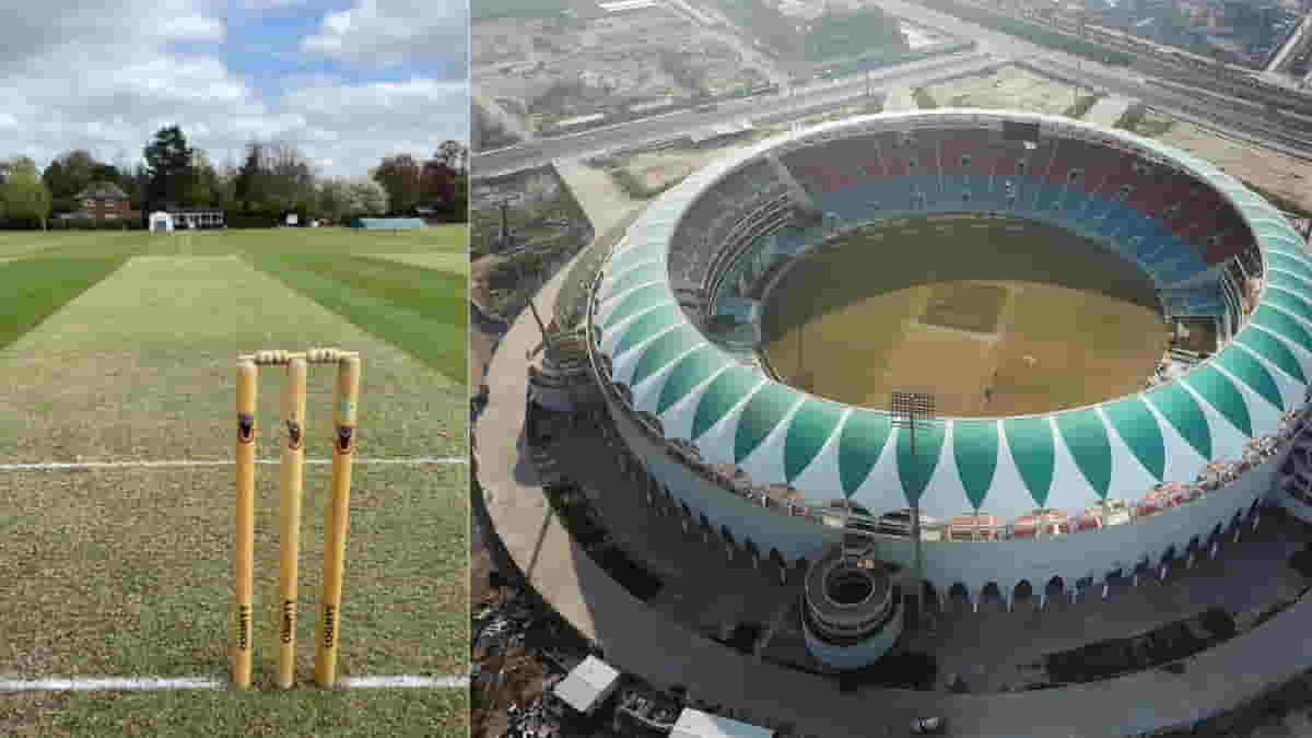 How is a cricket ground prepared before a game?