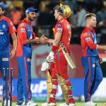 Players greet each other after Delhi Capitals win the IPL 2023 match against Punjab Kings