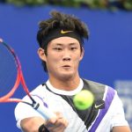 ZHUHAI, Sept. 26, 2019 (Xinhua) -- Zhang Zhizhen of China hits a return during the men's singles second round match between against Andreas Seppi of Italy at ATP Zhuhai Championships (XinhuaLu HanxinIANS)