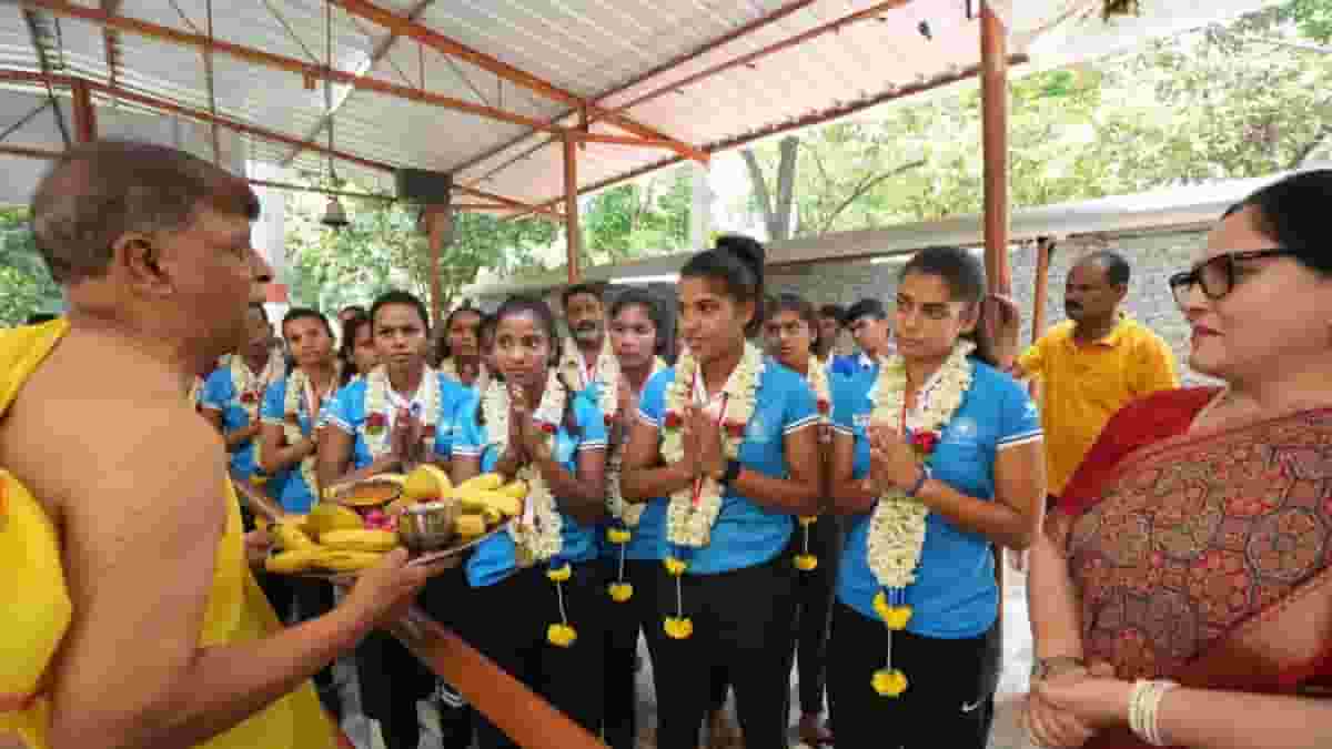 SAI felicitates Asia Cup-winning junior India women's hockey team at NCOE Bengaluru