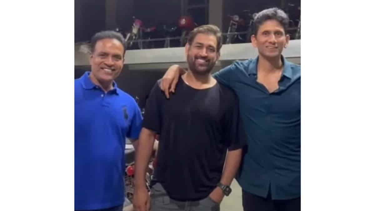 One of the craziest passion I have seen in a person Venkatesh Prasad awestruck with Dhoni’s bike collection in Ranchi (Photo Insta)