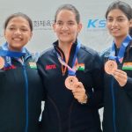 A file photo of the Indian Women's 50m Rifle 3-Position team that won a gold medal in the 31st FISU World University Games in Chengdu, China, on Tuesday.
