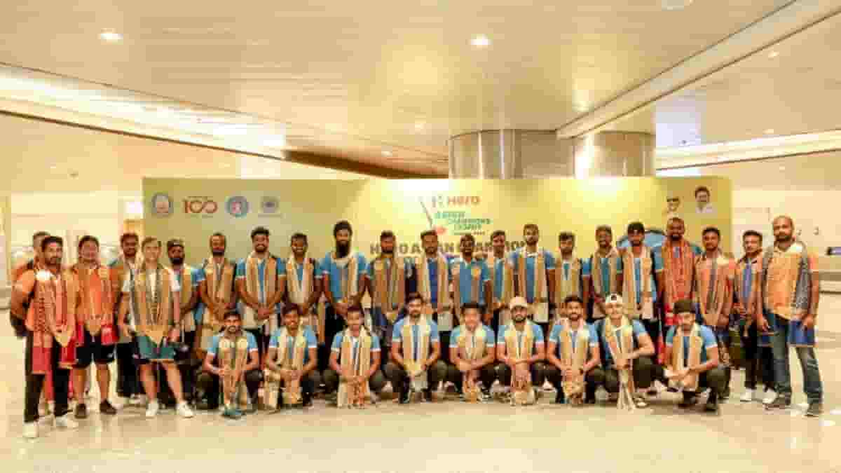Indian men's hockey team has reached Chennai for the Asian Champions Trophy starting at the Mayor Radhakrishnan Stadium on Thursday. Photo credit Hockey India