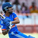 Tilak Varma struck his maiden half-century in only his international outing and helped India reach 152/7 in 20 overs against West Indies in the second T20I in Guyana on Sunday. Photo credit: BCCI