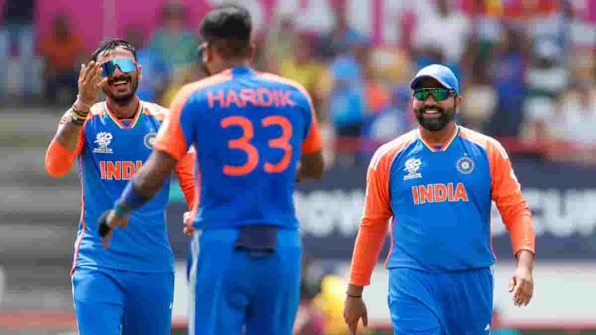 Axar Patel, Rohit Sharma and Hardik Pandya