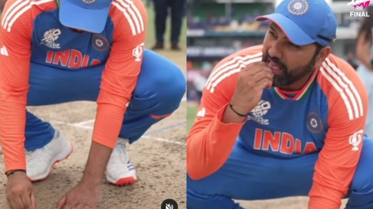 VIDEO - Rohit Sharma Does A Novak Djokovic, Eats Soil After India's T20 World Cup 2024 Win