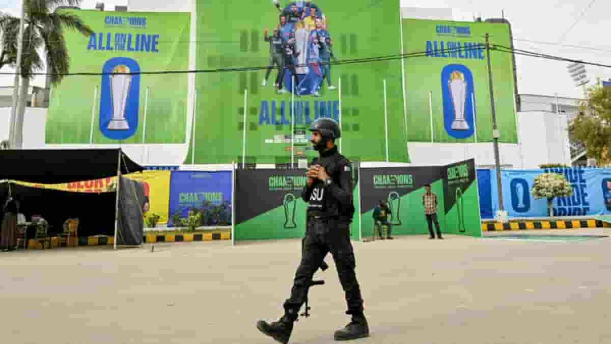 ICC Champions Trophy 2025 security heightened at Rawalpindi Stadium after armed suspect arrest. 
