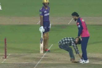RR vs KKR, IPL 2025: Fan Invades Pitch To Touch Riyan Parag's Feet During The Match