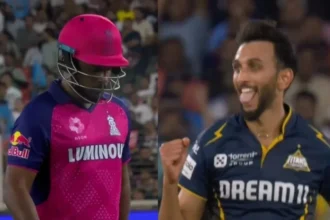 IPL 2025: Prasidh Krishna’s Tongue-Out Celebration Stuns After Dismissing Sanju Samson