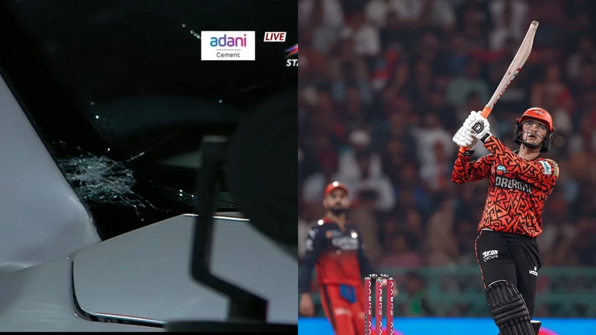 IPL 2025 Video - Abhishek Sharma Smashes Six, Breaks Car Windshield in RCB vs SRH Thriller