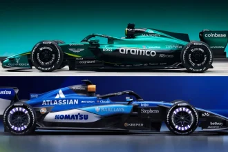 Aston Martin AMR26 and Williams FW48