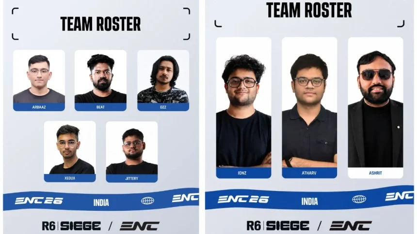 India Esports Nations Cup 2026 R6 Roster Revealed